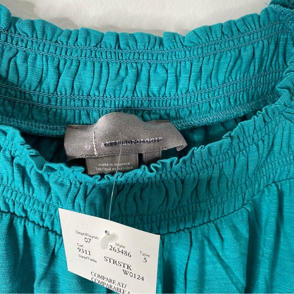 Anthropologie Teal Smocked Neck Tank Top NWT - Picture 4 of 5